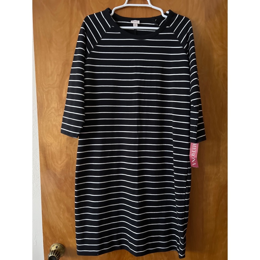 Merona Black and White Long Sleeve Striped Dress
